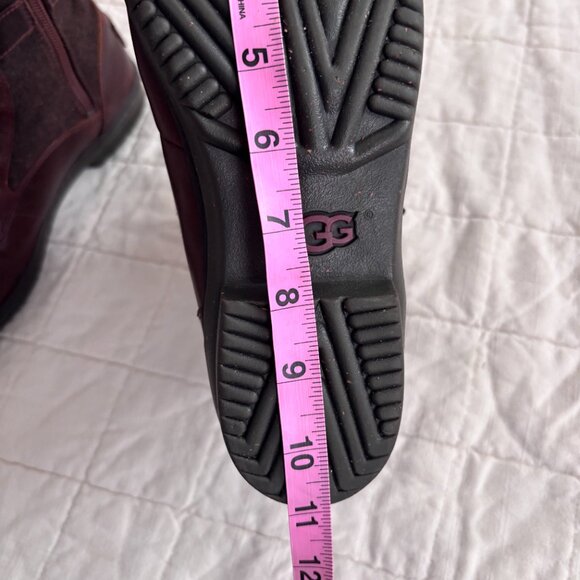 UGG Kesey Womens 9 Brown Leather Shearling Boots Lace Up Zip - Picture 13 of 15